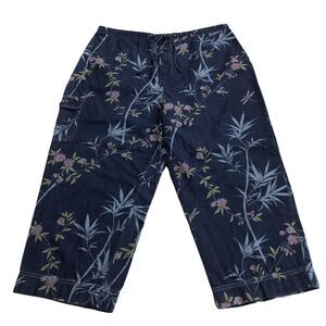 Sag Harbor Sport Tropical Lightweight Zip & Tie Wide Leg Cropped Jeans Blue XL